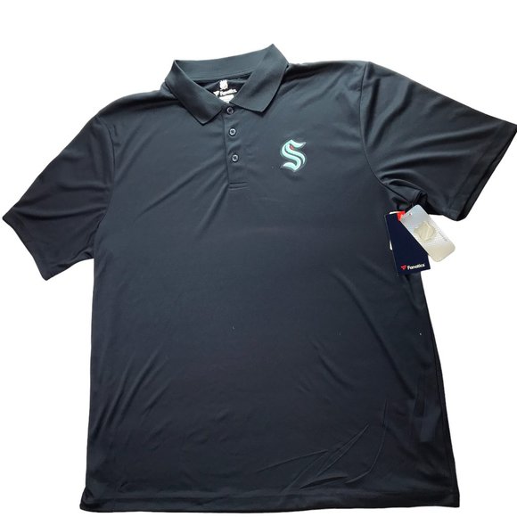 NHL FANATICS Polo Shirt Seattle KRAKEN Hockey Dark Blue, Logo Size Men's 2XL - Picture 1 of 10
